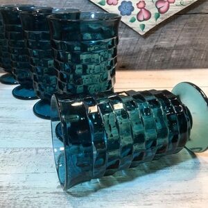 1960's Set of 8 Riviera Blue Whitehall Colony ICE TEA Glasses/vintage/rare